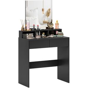 Homcom Tavolo da Trucco con Specchio 2 Cassetti 3 Scomparti Tavolo per Camera da Letto 75x38x135 cm Nero   Aosom Italy Image