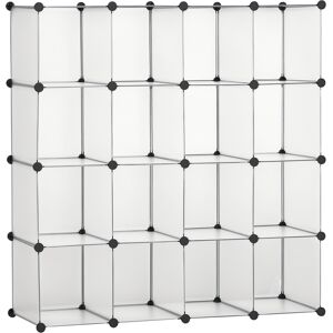 Homcom Scarpiera Modulare Trasparente, Salvaspazio, 16 Cubi 30x30x30cm, Plastica PP e Acciaio, 125x32x125cm - Trasparente Aosom Image