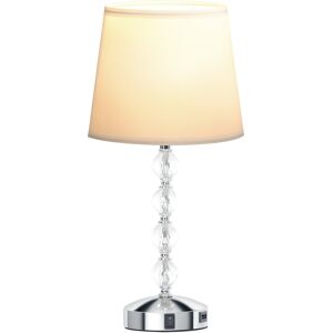 Homcom Lampada da Tavolo con Cristalli e Porta USB, in Metallo, Vetro e Poliestere, Ø23x45 cm, Bianco e Argento Image