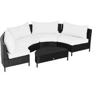Outsunny Divano da Esterno in Rattan, Set 5 Pezzi con Pouf, Salottino per il Giardino Nero e Bianco 96cmx 65cmx 65cm Aosom Image