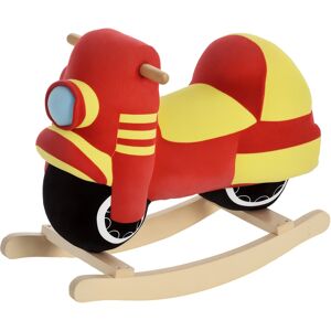Homcom Cavallo a dondolo stile moto seduta imbottita con suono per bambini 18-36 mesi rosso giallo Max.carico 40kg Aosom Image
