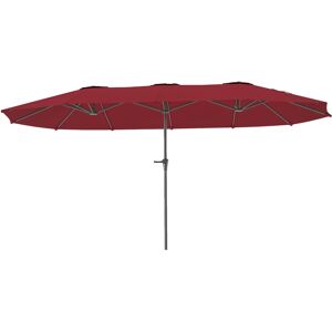Outsunny Ombrellone Doppio con Prese d'Aria e Manovella, in Metallo e Poliestere, 4x2.2x2.34 m, Nero e Rosso Image