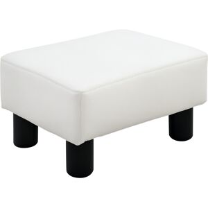 Homcom Poggiapiedi Rettangolare Imbottito e Rivestito in Ecopelle Bianca, 40x30x24 cm, Max. 100kg, per /Soggiorno/Ingresso Aosom Image