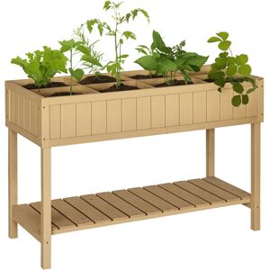 Outsunny Orto Pensile Urbano con 8 Griglie e Ripiano Inferiore per Piante da Giardino 120x60x81cm Legno Aosom Image