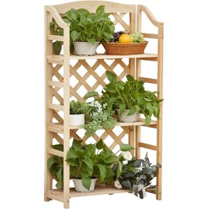 Outsunny Scaffale Portapiante Pieghevole con 4 Mensole Regolabili, Arredamento da Giardino e Casa in Legno, 67x33x123cm Aosom Image