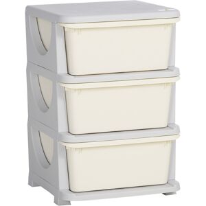 Homcom Organizzatore dei giocattoli per bambini con cassetti a 3 livelli, scatole di plastica, 37 x 37 x 56,5 cm, crema   Aosom Italy Image