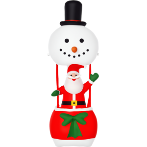 Homcom Babbo Natale Gonfiabile su Mongolfiera, Decorazione Natalizia da Esterno con Luci LED - Multicolore Image
