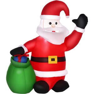 Homcom Babbo Natale Gonfiabile luminoso a LED in Poliestere 70 x 45 x 120cm con Ventilatore Rosso Aosom Image