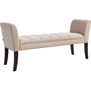 Homcom Panca Fondo Letto Imbottita e a Bottoni, in Tessuto Effetto Lino e Legno, 141x44x65 cm, Beige Aosom Image