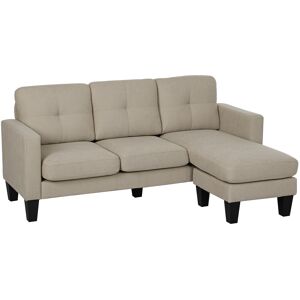 Homcom Divano angolare 3 Posti con chaise longue reversibile, 186x130x84 cm, Beige   Aosom Italy Image