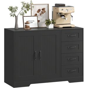 Homcom Sideboard, Mobiletto, stile moderno, 4 Cassetti, 1 Armadio, 105 x 40 x 76 cm, Nero   Aosom Italy Image