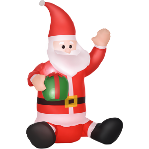 Homcom 120cm Babbo Natale Gonfiabile e Gigante, Decorazione Natalizia Impermeabile da Esterno con Luci a LED Aosom Image