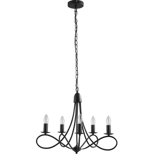 Homcom Lampadario con 5 candelieri pieghevole altezza regolabile vintage in acciaio nero Diametro 58 x 45cm Aosom Image