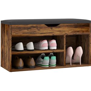 Homcom Mobile Scarpiera Banc a Scarpe 2 Niveaux Rangement, Nicchia + Baule Integrato con Cuscino Effetto Mogano   Aosom Italy Image