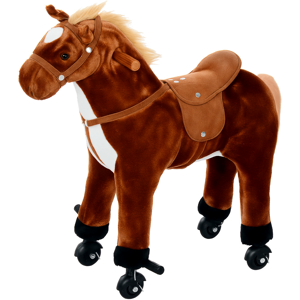 Homcom Cavallo Giocattolo Cavalcabile per Bambini con Ruote  e Suono Cavallo Peluche Marrone 65 x 28 x 75 Aosom Image