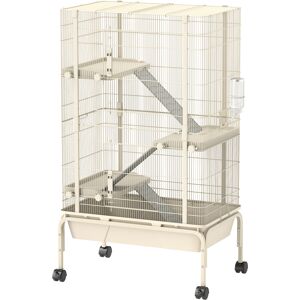 Pawhut Gabbia per piccoli animali, Gabbia per animali domestici con 4 piani, ciotola per il cibo, bottiglia d'acqua, 88 x 48 x 150,5 cm, Beige   Aosom Italy Image