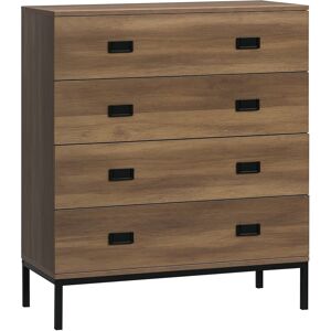 Homcom Settimino 4 Cassetti con Gambe in Metallo per Soggiorno e Camera da Letto, Cassettiera in Legno, Credenza con Cassetti, Marrone   Aosom Italy Image