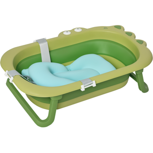 Homcom Vaschetta Bagnetto Pieghevole per Bambini 0-3 Anni con Cuscino Regolabile Azzurro e Piedini Antiscivolo, 80x53.9x20.8cm Verde Aosom Image
