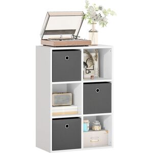 Homcom Mobile Multiuso con 6 Scomparti e 3 Cassetti in Tessuto, 53,7x30x79,8 cm, Grigio   Aosom Italy Image