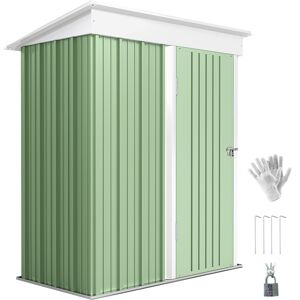 Outsunny Casetta da Giardino Porta Attrezzi in Acciaio con Porta Bloccabile, 161x95x163/181cm, Verde Aosom Image