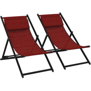 Outsunny Set 2 Sedie Poltrona Sdraio da Esterni, Pieghevoli e Reclinabili, in Alluminio, Rosso, 96.5 x 58 x 91.5cm Aosom Image