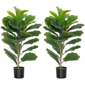 Homcom Set di 2 piante artificiali per interni alte 80 cm con vaso in plastica, Verde   Aosom Italy Image