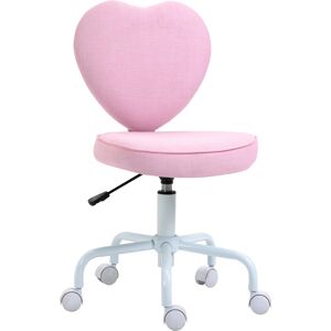 Homcom Sedia da Scrivania con Rotelle a Forma di Cuore, Altezza Regolabile, Senza Braccioli, Rosa Aosom Image