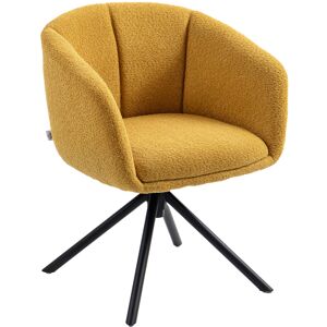 Homcom Poltrona con comoda seduta, girevole, rivestimento in tessuto effetto lino, fino a 120 kg, Giallo   Aosom Italy Image