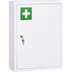 Kleankin Armadietto Medicinali a 3 Ripiani con Serratura e 2 Chiavi, in Acciaio, 40x15x53.5 cm, Bianco   Aosom Italy Image