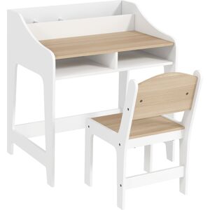 Aiyaplay Set Scrivania per Bambini con Spazio di Archiviazione, Scomparti Aperti, Sedia, 3-8 Anni, Legno   Aosom Italy Image