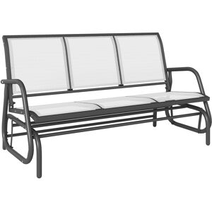 Outsunny Panchina a Dondolo 3 Posti per Giardino, Metallo e Tessuto Traspirante, Comoda Seduta, 151x75x85cm - Beige Aosom Image