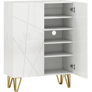 Homcom Scarpiera a 2 Porte, con 4 Ripiani Regolabili 72 x 31,5 x 95 cm, Bianco   Aosom Italy Image