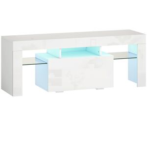 Homcom Mobile TV, con illuminazione LED e ripiani in vetro temperato, 120x34x45cm, Bianco   Aosom Italy Image