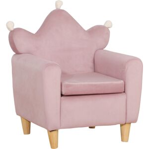 Homcom Poltrona per Bambini in Tessuto Effetto Velluto Rosa con Schienale a Corona, 50.2x41.9x57.8 cm   Aosom Italy Image