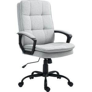 Homcom Poltrona da Ufficio Girevole Ergonomica con Braccioli e Schienale, Sedia Ufficio Imbottita Altezza Regolabile e Dondolo, Grigio Aosom Italy Image