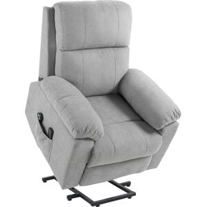 Homcom Poltrona Alzapersona Reclinabile a 135° con 8 Punti Massaggianti e Poggiapiedi, 89x99x103 cm, Grigio Chiaro Image