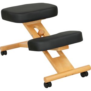 Homcom Sedia Ergonomica Posturale con Inginocchiatoio, Altezza Regolabile e Rotelle in Legno, Nero Image