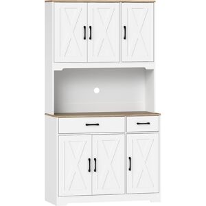 Homcom Credenza da cucina con 6 ante, 2 cassetti, piano di lavoro e ripiani regolabili 94x39,5x175,2cm Bianco   Aosom Italy Image