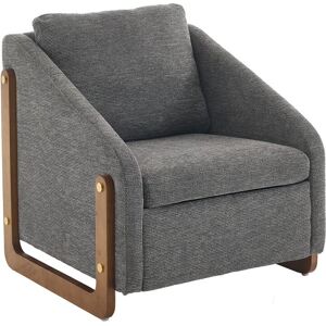 Deko Collection Poltrona da Salotto Minimalista Salvaspazio con Braccioli in Legno e Rivestimento in Tessuto in Chenille, 73.5x73.5x73.5 cm, Grigio   Aosom Italy Image
