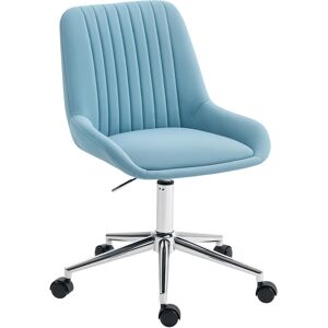 Homcom Sedia per Scrivania ad Altezza Regolabile con 5 Rotelle, in Silicone PU, Schiuma e Acciaio, 52x58x80-90 cm, Blu   Aosom Italy Image