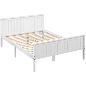 Homcom Letto singolo in legno massiccio con doghe e testiera incluse, 150 x 210 cm, Bianco   Aosom Italy Image