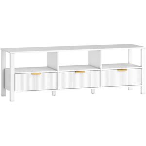 Homcom Mobile TV 152 cm, mobile per televisore 165,1 cm con 3 cassetti e 3 ripiani aperti, 152x39,5x50cm, bianco   Aosom Italy Image