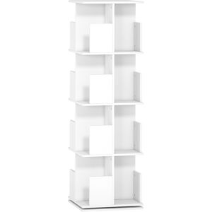 Homcom Libreria girevole a 4 livelli, scaffale con 16 compartimenti, 39 x 39 x 128,3 cm, bianco   Aosom Italy Image