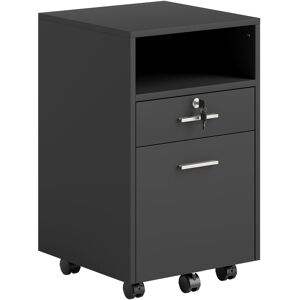 Vinsetto Cassettiera da Ufficio Portadocumenti in Legno con 2 Cassetti e Ripiano Aperto, 39x40x65 cm, Nero   Aosom Italy Image
