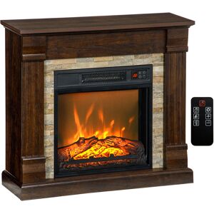 Homcom Camino Elettrico da Incasso a Terra con Timer, Fiamma e Temperatura Regolabile, 80x21.6x67.8 cm, Marrone   Aosom Italy Image