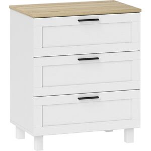 Homcom Cassettiera 3 Cassetti Moderna in Legno, 60x38x71 cm, Bianca e color Legno   Aosom Italy Image