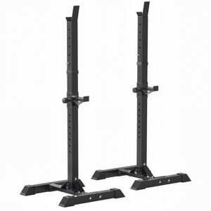 Homcom Supporto per Bilanciere  Set di 2 Rack in Acciaio, Altezza Regolabile su 12 Livelli, 50x49x124-154cm, Nero  Aosom Image