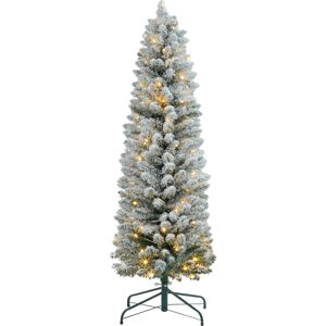 Homcom Albero di Natale Innevato con 263 Rami e Luci LED Bianche in Plastica e Metallo, Ø45x150 cm, Verde   Aosom Italy Image