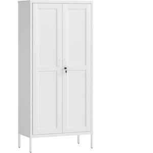 Homcom Armadio per Ufficio in Acciaio a 3 Ripiani Regolabili con Serratura e 2 Chiavi, 80x40x175 cm, Bianco   Aosom Italy Image