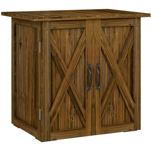 Outsunny Casetta da Giardino in Legno a 2 Ante con Maniglie in Stile Country, 77x55x72 cm, Marrone Image